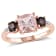 2 1/7 CTW Morganite, Smoky Quartz & Diamond 3-Stone Ring in Rose
Plated Sterling Silver