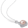 9.5-10.5MM Pink Freshwater Cultured Pearl & Cubic Zirconia Pendant
& Earrings Set in Sterling Silver