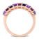 2 1/6 CT TGW Amethyst-Brazil, Rhodolite and Iolite Semi-Eternity Ring in
Rose Plated Sterling Silver