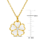 1/10 CT TGW White Topaz with White Enamel Flower Pendant with Chain in
Yellow Plated Sterling Silver