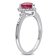 1 CT TGW Created Ruby and 1/10 CT TW Diamond Heart Halo Ring in Sterling Silver