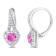 2 1/3 CT TGW Created Pink and White Sapphire Halo Earrings in Stering Silver
