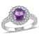 1 1/3 CT TGW Amethyst and 1/8 CT TW Diamond Halo Ring in Sterling Silver