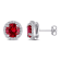 5 1/2 CT TGW Created Ruby and Created White Sapphire Circular Halo Stud
Earrings in Sterling Silver