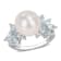 11-12MM Freshwater Cultured Pearl, 1 1/5 CT TGW Aquamarine & Diamond
Ring in Sterling Silver