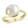 9-9.5MM Freshwater Cultured Pearl Ring with Diamonds in Yellow Plated
Sterling Silver