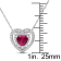 1 CT TGW Created Ruby and 1/5 CT TW Diamond Double Halo Heart Pendant
with Chain 10K White Gold