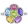 3 3/8 CT TGW Multi Gemstones and Diamond Accent Floral Ring in Sterling Silver