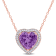 3 1/4 CT TGW Amethyst and 1/5 CT TW Diamond Halo Heart Necklace in Rose
Plated Sterling Silver