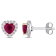 1 1/8 CT TGW Ruby and 1/3 CT TW Diamond Halo Stud Earrings in 14K White
Gold with Yellow Gold Prongs