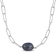 11-12 MM Black Freshwater Cultured Pearl Oval Link Necklace in Sterling Silver