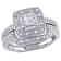 1/3 CT TW Princess Cut Quad and Round Diamond Bridal Set in Sterling Silver