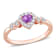 1/3 CT TGW Multi-Gemstones and Diamond Accent Halo Promise Ring in Rose
Plated Sterling Silver
