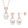 8-9MM South Sea Cultured Pearl & White Topaz Earrings and Pendant
Set in Rose Plated Sterling Silver