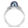 7-7.5MM Black Freshwater Cultured Pearl and White Topaz Halo Ring in
Sterling Silver