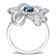 1 CT TGW London Blue and White Topaz Flower Cocktail Ring in Sterling Silver