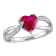 1 5/8 CT TGW Created Ruby and Diamond Accent Heart Ring in Sterling Silver
