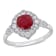 1 1/4 CT TGW Ruby and 1/3 CT TW Diamond Halo Ring in 14K White Gold