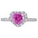 1 CT TGW Created Pink Sapphire and 1/10 CT TW Diamond Heart Halo Ring in
Sterling Silver