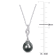 9.5-10MM Black Tahitian Cultured Pearl and Diamond Twist Pendant with
Chain in Sterling Silver