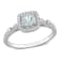 3/8 CT TGW Aquamarine and 1/10 CT TW Diamond Halo Ring in Sterling Silver
