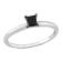 1/2 ct Black Diamond Solitaire Engagement Ring in 10K White Gold