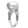 12-12.5MM Freshwater Cultured Pearl Ring with Diamonds in Sterling Silver
