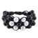 Shambhala Bracelet on Black Silk Cord with Black and White Cubic
Zirconia Beads