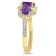 1 5/8 CT TGW Amethyst and 1/3 CT TW Diamond 3-Stone Ring in Yellow
Plated Sterling Silver