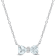 3/4 CT TGW Heart Aquamarine and Diamond Accent Bow Necklace in Sterling Silver