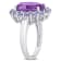 5 7/8 CT TGW Amethyst and Tanzanite Halo Cocktail Ring in Sterling Silver