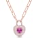 1 3/4 CT TGW Created Pink and White Sapphire Double Halo Necklace in
Rose Plated Sterling Silver