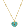 Turquoise Enamel Heart Necklace in 14K Yellow Gold Over Sterling Silver