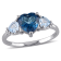 2 1/5 CT TGW London Blue and Sky Blue Topaz and Diamond Accent Ring in
Sterling Silver