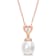 8-9MM South Sea Cultured Pearl and White Topaz Pendant with Chain in
Rose Plated Sterling Silver