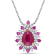 1 5/8 CT TGW Ruby and Pink Sapphire with 1/4 CT TW Diamond Pendant with
Chain in 14K 2-tone Gold