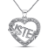 Diamond Heart "Sister" Pendant with Chain in Sterling Silver