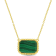 5 CT TGW Malachite Necklace with Beaded Halo in Yellow Plated Sterling  Silver