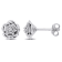 Diamond Floral Stud Earrings in Sterling Silver