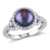 8.5-9MM Black Freshwater Cultured Pearl and Cubic Ring in Sterling Silver