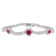 8-2/5 CT TGW Created Ruby, Created White Sapphire Station Halo Heart
Tennis Bracelet in Silver