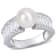 8-8.5MM Freshwater Cultured Pearl and 2 2/5 CT TGW Created White
Sapphire Ring in Sterling Silver