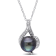 9-9.5MM Black Tahitian Cultured Pearl and Diamond Pendant with Chain in
Sterling Silver