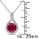 1 5/8 CT TGW Created Ruby and 1/4 CT TW Diamond Teardrop Pendant with
Chain 10K White Gold