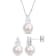 8.5-9MM Freshwater Cultured Pearl and Created Sapphire Earrings &
Necklace Set in Sterling Silver