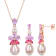 8.5-10MM Freshwater Cultured Pearl & Multigem Earrings &
Necklace Set in Rose Plated Sterling Silver