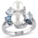6.5-8MM Freshwater Cultured Pearl and Multi Gem Cluster Ring in Sterling Silver