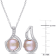9-9.5MM Pink Freshwater Cultured Pearl & Diamond Earrings &
Pendant Set in Sterling Silver