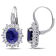 8.00ctw Created Blue and White Sapphire with Diamond Accent Floral Halo
Earrings in Sterling Silver