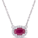 3/5 CT TGW Ruby and 1/10 CT TW Diamond Halo Necklace in 14K White Gold